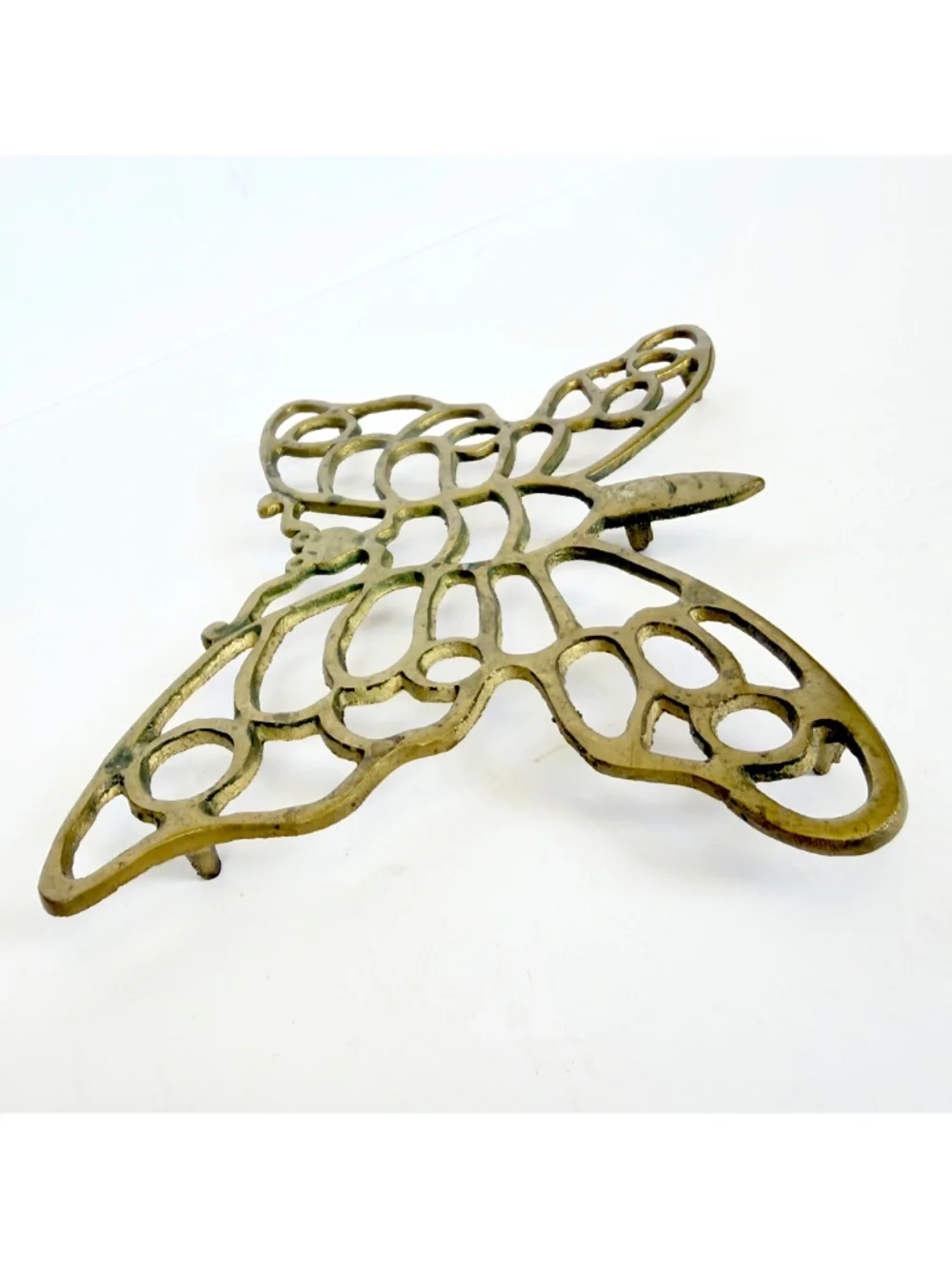 Vintage Mid-Century Modern Boho Brass Butterfly Trivet Retro Chic Wall Decor